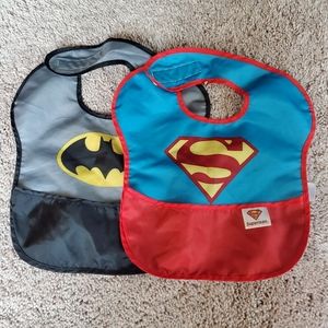 DC comics batman and superman pocket bibs pack of 2